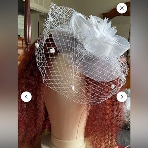 Elegant White Veil Fascinator